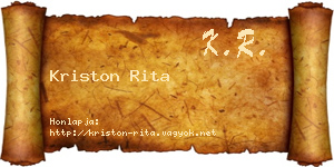 Kriston Rita névjegykártya